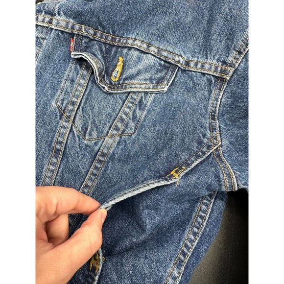 Vintage Levis Medium Jean Jacket Blue Denim Trucker Western Made In USA 1980s - Picture 7 of 10